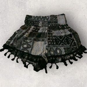 LA Hearts • Black & White Shorts with Tassels • XS